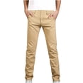 thumbnail image 1 of FRSASU Men's Stretch Jeans Classic Style Fashion Solid Slim-fit Denim Pants Male Casual Trousers Khaki, 1 of 3