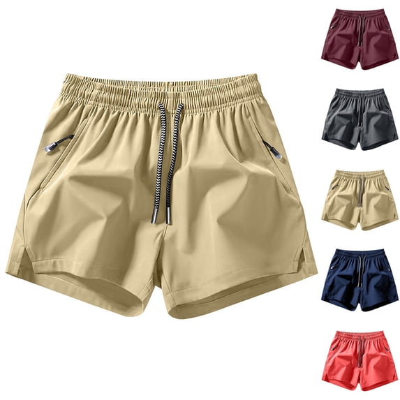 FRSASU Mens Casual Shorts Elastic Waist Drawstring Surfing Quick-drying Shorts Lightweight Summer Beach Shorts Watermelon Red
