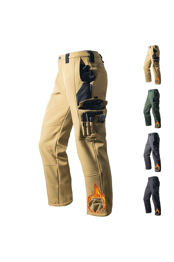 Men's Stretch Tactical Work Pants Flex Water Resistant Utility Hiking Cargo Pants with Mlti Pockets Khaki-A