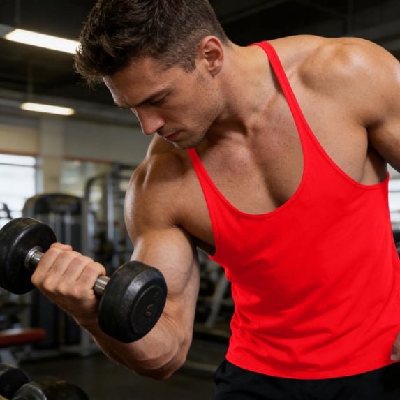 FRSASU Men's Stringer Tank Tops Muscule Cut Bodybuilding Gym Vest Y-Back Workout Sleeveless Tee Red