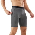 thumbnail image 1 of FRSASU Men's Stripe Performance Compression Workout Shorts Tight Gym Athletic Shorts with Pockets Gray, 1 of 6