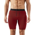 thumbnail image 1 of FRSASU Men's Stripe Performance Compression Workout Shorts Tight Gym Athletic Shorts with Pockets Red, 1 of 8