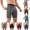 thumbnail image 1 of FRSASU Men's Stripe Performance Compression Workout Shorts Tight Gym Athletic Shorts with Pockets Yellow, 1 of 9