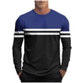 thumbnail image 1 of FRSASU Men's Striped Shirts Long Sleeve Crewneck T-Shirt Fashion Casual Pullover Shirts Soft Stretch Tees Tops Blue, 1 of 5