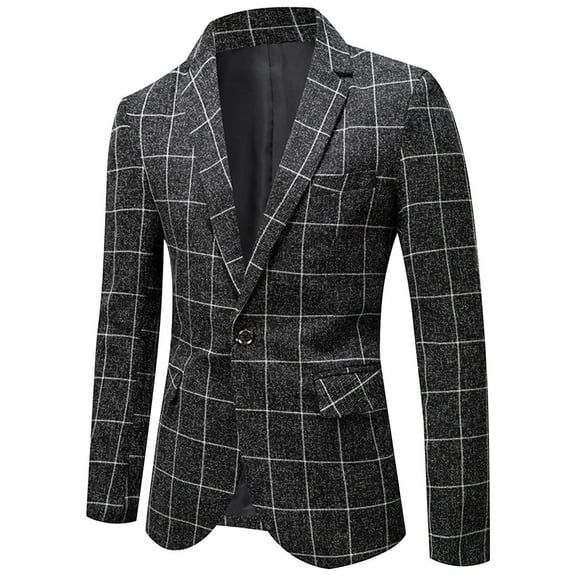 FRSASU Men's Striped Suit Jacket Single Row Single Button Business Performance Costume Suit Top Black