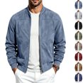 thumbnail image 1 of FRSASU Men's Suede Bomber Jacket Zip‑Up Stand Collar Long Sleeve Casual Lightweight Outerwear with Side Pockets Red, 1 of 9