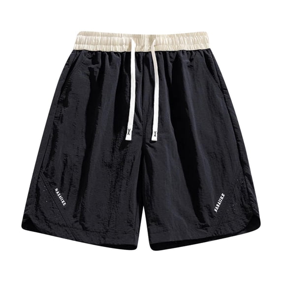 FRSASU Men's Summer Running Shorts Elastic Waist Drawstring Lightweight Breathable Athletic Workout Gym Shorts with Pockets Black