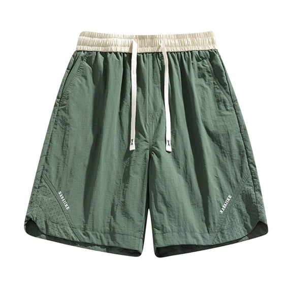 FRSASU Men's Summer Running Shorts Elastic Waist Drawstring Lightweight Breathable Athletic Workout Gym Shorts with Pockets Green
