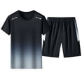 thumbnail image 1 of FRSASU Men's Summer Vacation Outfits 2 Piece Short Sleeve Gradient Graphic Shirt and Shorts Sweatsuits Sets Big Tall Matching Set Gray, 1 of 9