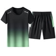 thumbnail image 1 of FRSASU Men's Summer Vacation Outfits 2 Piece Short Sleeve Gradient Graphic Shirt and Shorts Sweatsuits Sets Big Tall Matching Set Green, 1 of 9