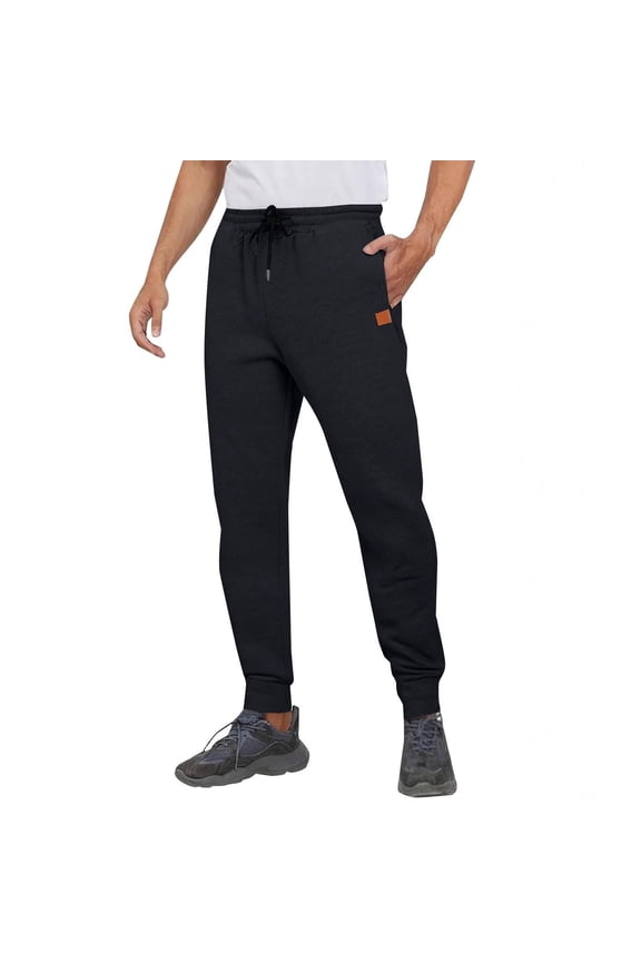Men's Sweatpants Slim Tapered Jogger Elastic Waist Drawstring Jogging Lightweight Breathable Trousers Black