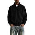 thumbnail image 1 of FRSASU Men's Sweatshirts Half Zip Mock Neck Pullover Ribbed Knit Sweatshirt Casual Slim Fit Fall Winter Tops Black, 1 of 8