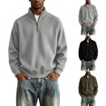 thumbnail image 1 of FRSASU Men's Sweatshirts Half Zip Mock Neck Pullover Ribbed Knit Sweatshirt Casual Slim Fit Fall Winter Tops Gray, 1 of 8