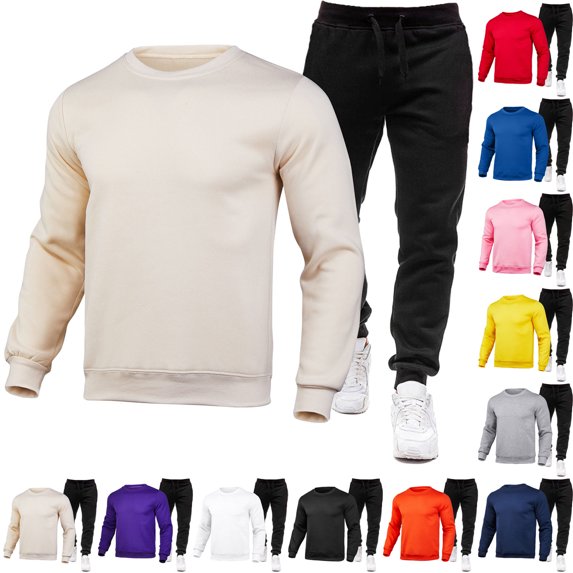 FRSASU Men's Sweatsuits 2 Piece Outfits Pullover Crewneck Sweatshirt Tracksuit Sets Casual Jogging Athletic Suits Yellow