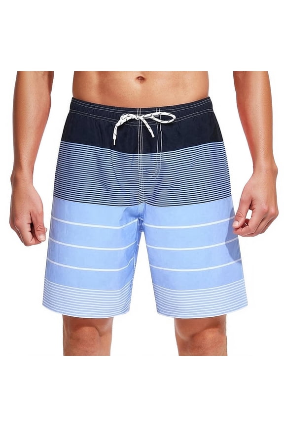 Men's Swim Trunks with Mesh Liner Lined Quick Dry Stretch Drawstring Bathing Beach Swimming Shorts with Pockets Sky Blue