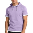 thumbnail image 1 of FRSASU Men's T-Shirt Summer Slim Fitness Hooded Short-Sleeved Tees Male Sport Sweatshirt Solid Color Fashion Pullover Purple, 1 of 8