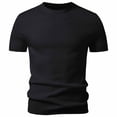 thumbnail image 1 of FRSASU Men's T-Shirts Short Sleeve Knit Casual Crewneck Ribbed Soft Breathable Slim Fit Tee for Daily Wear Black, 1 of 6