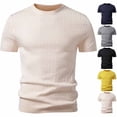 thumbnail image 1 of FRSASU Men's T-Shirts Short Sleeve Knit Casual Crewneck Ribbed Soft Breathable Slim Fit Tee for Daily Wear Yellow, 1 of 6