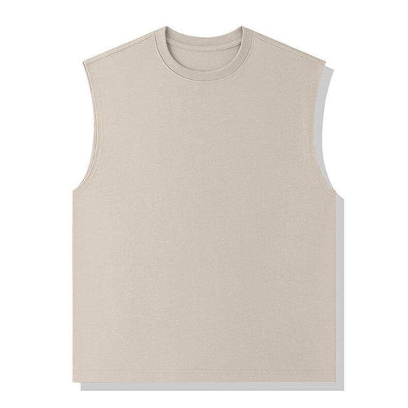FRSASU Men's Tank Tops Cotton Sleeveless Muscle Tee Quick Dry Bodybuilding Fitness Running Shirt Khaki