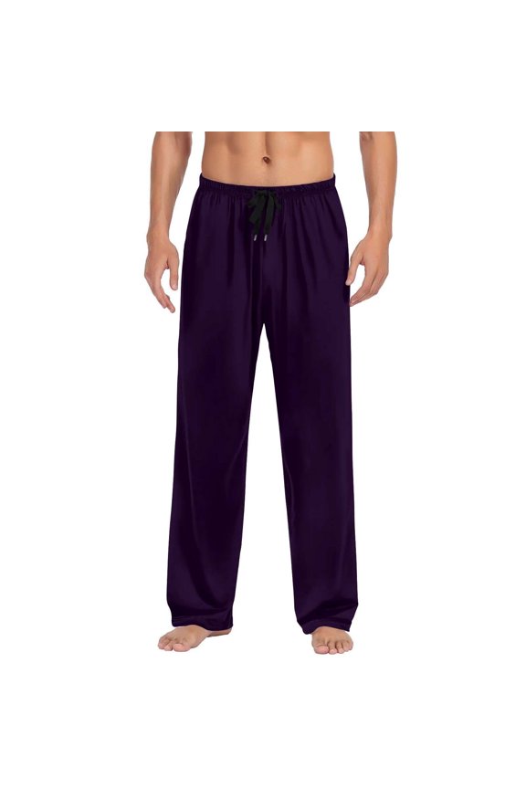 Men's Teen Loose Fit Wide Leg Dressy Elasticity Pants Casual Solid High Waist Straight Leg Trousers with Pocket Purple S(S)
