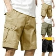 thumbnail image 1 of FRSASU Men's Thin Straight Leg Cargo Shorts Light Multi-Pocket for Summer Outdoor Wear Athletic Short Pant Khaki, 1 of 9
