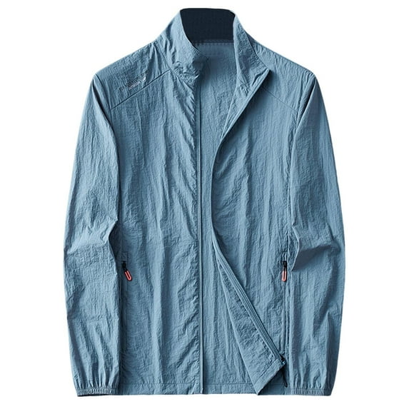 FRSASU Men's Track Stand up Collar Jackets Lightweight Full-Zip Casual Coat Workout Running Athletic Active Jacket with Pockets Light Blue