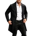 thumbnail image 1 of FRSASU Men's Trench Coat Slim Fit Single Breasted Long Windbreaker Jacket Classic Lapel Casual Overcoat with Side Pockets Black, 1 of 9
