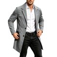 thumbnail image 1 of FRSASU Men's Trench Coat Slim Fit Single Breasted Long Windbreaker Jacket Classic Lapel Casual Overcoat with Side Pockets Gray, 1 of 9