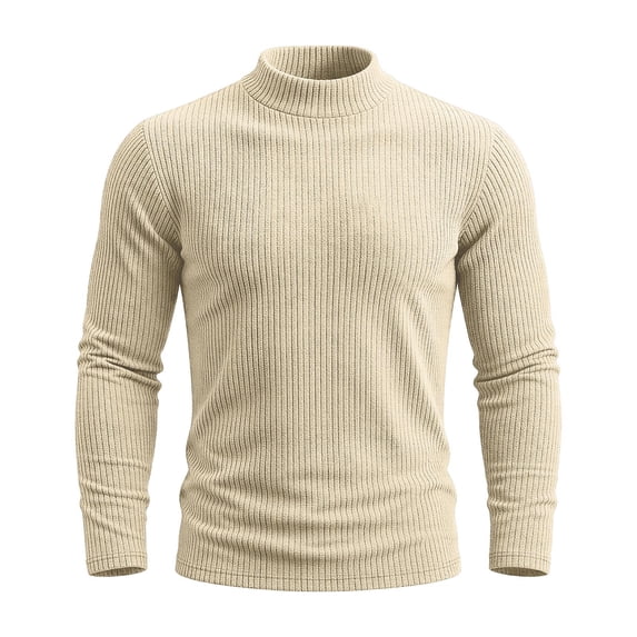FRSASU Men's Turtleneck Sweater Long Sleeve Casual Ribbed Knitted High Neck Fall Winter Pullover Sweaters Khaki
