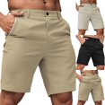 thumbnail image 1 of FRSASU Men's Twill Shorts Casual Button Summer Beach Vacation Shorts with Multi-Pocket Khaki, 1 of 3