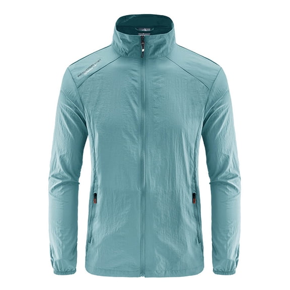FRSASU Men's UPF 50+ Sun Protection Jacket Zip Up Stand Collar Lightweight Fishing Quick Dry Long Sleeve Rash Guard Coat Green