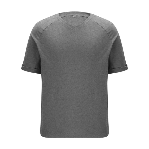 FRSASU Men's V Neck Cotton T Shirts Regular Big and Tall Short Sleeve Tee Summer Clothing Gray