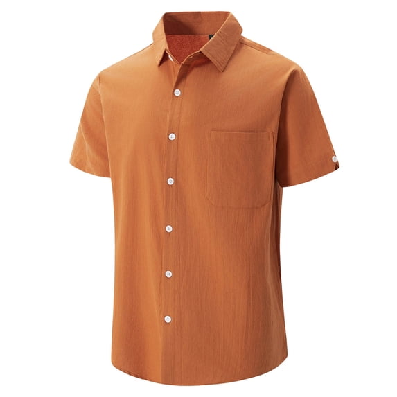 FRSASU Men's Vacation Shirts Casual Hawaiian Short Sleeve Cotton Linen Button Down Tropical Beach Tops Coffee