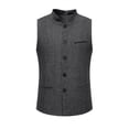 thumbnail image 1 of FRSASU Men's Vest Herringbone Height Collar Single Button Solid Waistcoat Wedding Groom Banquet Party Suit Vest Dark Gray, 1 of 9
