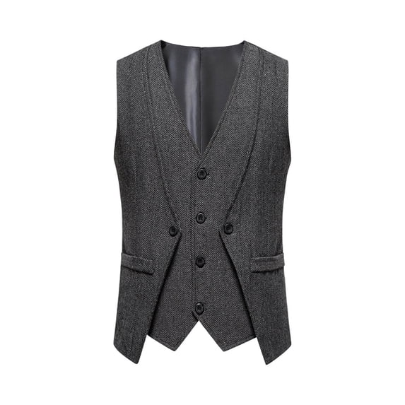 FRSASU Men's Vintage Chain Vest Slim Fit Sleeveless Vests Waistcoat formal Business Wedding Clothes Dark Gray