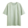 thumbnail image 1 of FRSASU Men's Vintage Suede T-Shirt Round Neck Drop Shoulder Pullover Tops Solid Color Short Sleeve Summer Tops Green, 1 of 3
