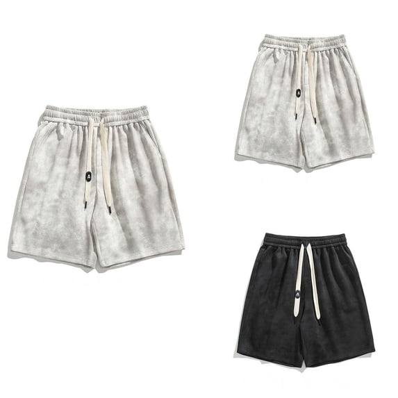 FRSASU Men's Waffle Sweat Shorts Elastic Waist Drawstring 6'' Inseam Casual Gym Athletic Workout Shorts with Pockets (M-5XL) White