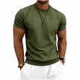 thumbnail image 1 of FRSASU Men's Waffle T-Shirt Casual Stretch Solid Crewneck Short Sleeve Lightweight Textured Pullover Tee Tops Army Green, 1 of 7