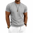 thumbnail image 1 of FRSASU Men's Waffle T-Shirt Casual Stretch Solid Crewneck Short Sleeve Lightweight Textured Pullover Tee Tops Gray, 1 of 7