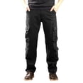 thumbnail image 1 of FRSASU Men's Warm Fleece Tactical Cargo Pants Water Resistant Lightweight Work Outdoor Hiking Pants Black, 1 of 7