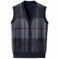 thumbnail image 1 of FRSASU Men's Warm Knitted Sweater Vest with Pocket Fleece Lined Sleeveless Cardigan V Neck Button Down Knitwear with Pockets for Winter Red, 1 of 3