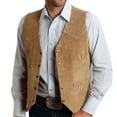 thumbnail image 1 of FRSASU Men's Western Cowboy Suit Vest Slim Fit Faux Suede Leather Vests Waistcoat for Wedding Brown, 1 of 7