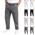 thumbnail image 1 of FRSASU Men's Wide Leg Dress Pants Baggy Pleated Casual Trousers Relaxed Fit Elastic Waist Business Slacks with Pockets White, 1 of 8