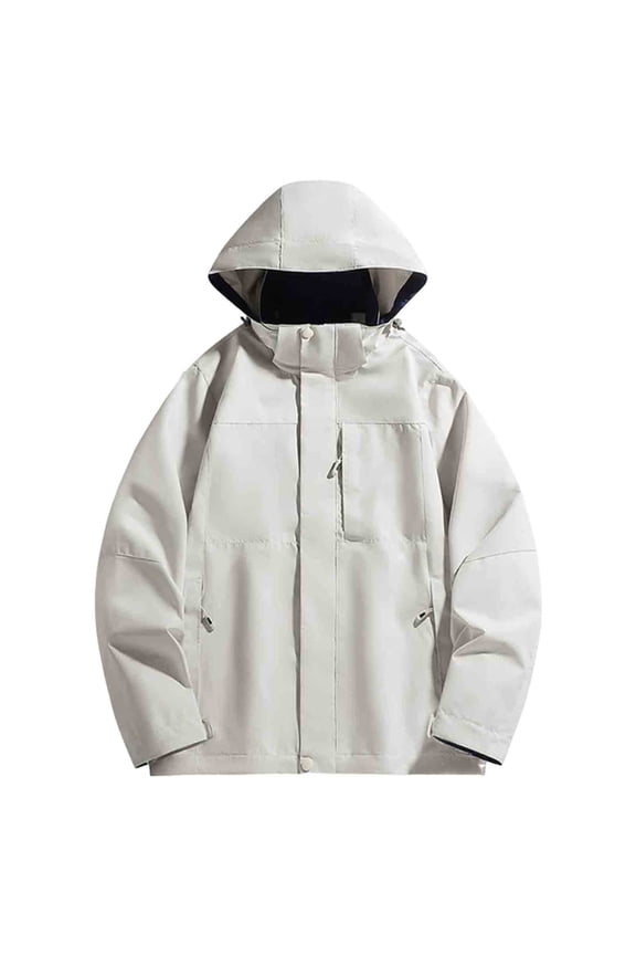 Men's Winter Casual Fashion Jacket with Pocket Zip Warm Coat with Removable Hood Khaki