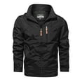 thumbnail image 1 of FRSASU Men's Winter Jacket Lapel Jackets with Zipper Pocket Fleece Lined Thick Warm Work Coats with Detachable Hooded Black, 1 of 7