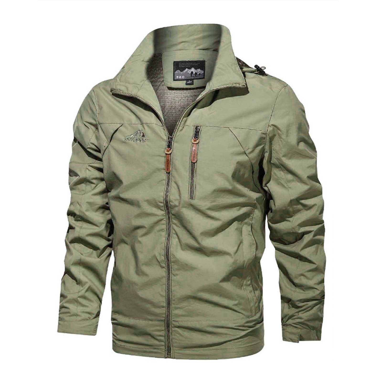 FRSASU Men's Winter Jacket Lapel Jackets with Zipper Pocket Fleece ...