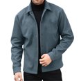 thumbnail image 1 of FRSASU Men's Woolen Button Down Shirts Long Sleeve Casual Fashionable Regular Jacket Navy, 1 of 9