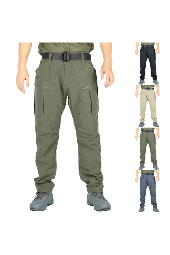 Men's Work Pants Technical Workwear Water Resistant Lightweight Stretch Cargo Pants with Multi-Pocket Khaki