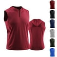 thumbnail image 1 of FRSASU Men's Workout 1/4 Zip Hooded Tank Tops Sleeveless Gym Training Hoodies Bodybuilding Muscle Cut off T Shirt Red, 1 of 6
