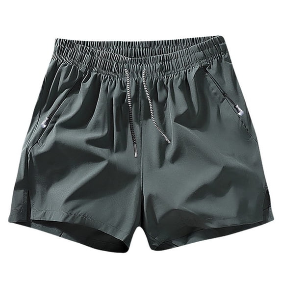 FRSASU Men's Workout Athletic Shorts Lightweight Elastic Waist Running Shorts with Zipper Pockets Army Green